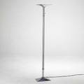 Contemporary chromed steel and brass halogen floor lamp unmarked 69 x 12 x 8