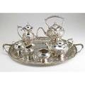S kirk  son silver repousse coffee service six pieces and oval tray in the baltimore rose pattern 19321961 10 coffee pot 6 14 teapot 4 12 cream pitcher and covered sugar bowl 3 waste b