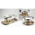 Franco lapini massive silverplate banquet garniture 20th c three partial gilt bowls on fruit galleries on trays with fruit garlands all marked franco lapini made in italy largest oval bowl 10 x