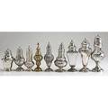 Nine silver sugar castors 19th  20th c hanau skirk and son cowell  hubbard unidentified european davis  galt german 800 gilt jackson  fullerton london 1899 german 800 whiting 56 ot t