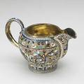 Russian enameled silver gilt cream pitcher moscow 18981908 marks for nicholai zugeryer 84 standard and soviet era marks 42 ot 2 34 above spout
