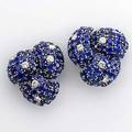 David webb sapphire and diamond ear clips tripart 14k wg knots with 150 circular cut blue sapphires approx 20 cts tw and twelve brilliant cut diamonds approx 144 cts tw marked on closure 2