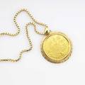Austrian 1915 four ducats gold pendant 18k numismatic mount 22 box link chain 352 gs provenance doris duke collection published gems of the east and west the doris duke jewelry collection