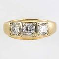 Gentlemans three stone diamond ring ca 1940 brilliant cut diamonds approx 180 cts tw in 14k yg 112 gs size 14 12