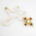 Marlene stowe garnet and pearl pendant on 17 strand of 8mm akoya pearls 18k pendant 39 gs 2 12
