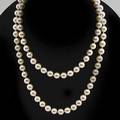 Opera length strand of akoya pearls eightyeight lustrous spherical pearls 835mm75mm mystery clasp 30