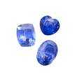 Three unmounted blue gem sapphires cushion cut 752 cts 115mm x 94mm heartshaped 47 cts 1045mm x 945mm oval 105 cts 1295mm x 95mm 2272 cts tw note unmounted gemstones from the