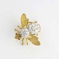 Italian diamond and gold bee brooch 18k with textured wings and head and ruby eyes approx 23 cts tw fine diamonds 82 gs 1 14 x 1 14