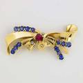 Patriot ribbon brooch black starr and gorham mid20th c sapphires and diamonds with square cut ruby 14k yg 158 gs 2 12 marked