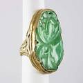 Ed wiener chinese jade 18k ring large foliate carved jade panel in heavy freeform mount ca 1962 unsigned 393 gs size 6 12 1 58 note authenticated by estate of the artist similar exampl