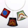 Pierre cardin couture futuristic pendants three bold colorful enameled copper and fused glass pendants and two torques ca 1970 all signed green ground 15049 black ground pf42 decor a104 lar
