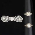 Art deco diamond filigree jewelry 18k wg bow brooch two 14k wg rings diamonds approx 80 ct tw