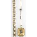 Edwardian gold and sapphire jewelry locket and companion chain by strobell  crane newark platinum accents with diamonds link bracelet with seed pearls unmarked 14k 7 346 gs