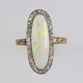 Edwardian australian opal and diamond ring platinumtopped chased 14k yg 44 gs 1 size 8