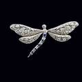 Diamond dragonfly brooch openwork white gold with full brilliantcut diamonds approx 1 cts tw sapphire accents 98 gs 2 14