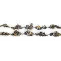 Two japanese meiji period mixed metal bracelets each with five figural silver links depict birds puppy rooster mouse and flowers 624 gs 7 34