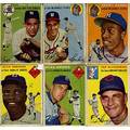 Topps baseball cards approx 135 cards 1954 2 10 jackie robinson 20 warren spahn 30 eddie mathews 32 duke snider 37 whitey ford 50 yogi berra 94 ernie banks 128 hank aaron 201 a