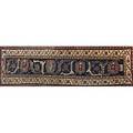 Caucasian runner geometric design on blue center medallion early 20th c 115 x 42