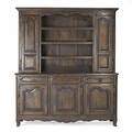 Country french stepback cupboard oak with paneled doors open center section 20th c 90 x 80 12 x 19 12