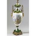 Sevres style handpainted porcelain urn shaped lamp with bronze mounts early 20th c 34
