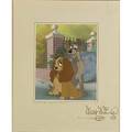 Walt disney animation cel lady and the tramp ca 1955 framed signed walt disney on the mat 10 14 x 8 12