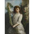 John obrien inman american 18281896 oil on canvas portrait of a young girl with garlands 1880 framed signed and dated 22 x 16
