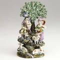 English pearlware pair of musician figurines shepherd and companion seated on a rock with animals ca 1825 10 12