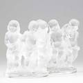 Lalique enfants pair of bookends ca 1970 script signature 8 14 x 7