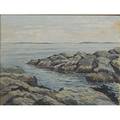 20th c american seascape oil on board seascape newcombmachlin frame signed pw van duyen framed tagged on verso 9 x 12 12 x 15 12 frame