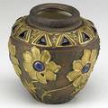 Bur marigold vase gold flowers with cabochon centers early 20th c marked teren austria 6 12