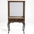 English queen anne curio cabinet glass top on frame base with drawer 18th c 60 x 29 12 x 19