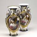 Old paris pair of porcelain portrait vases depicting young women 19th c 14 12 x 7