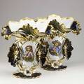 Old paris pair of portrait vases in cobalt with gilt decoration 19th c 16 12 x 16