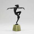 Josef lorenzl austrian 18921950 bronze dancing nude female on green onyx base 20th c marked lorenzl 10