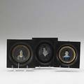 Three portrait miniatures each on ivory one oval and two round english or american ca 18301840 largest 2 12 x 2 12