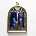 French enameled icon crucifixion scene possibly limoges c 1900 4 14 x 5 34