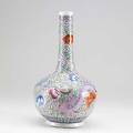 Famille rose bottle vase decorated with dragons amidst flowers 19th20th c 17