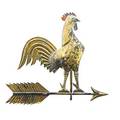 Rooster weathervane with molded copper body original gilding and traces of red early 20th c attributed to lw cushing  sons 20 12 x 24