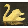William skilling american b 1940 oil on canvas of a swan spongepainted frame signed 30 x 36