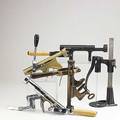 Mechanical corkscrews nine contemporary bartable mounted include spanish made brass zeus swiss made rapid w german made cedon etc 20th c longest 17