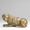 Wood model of a lion gilt gessoed carved in the late medieval manner 18th19th c 5 14 x 8 x 5 12