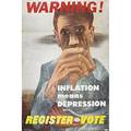 Ben shahn warning inflations means depression ca 1946 offset lithograph in colors 40 12 x 26 34 publisher congress of industrial organizations