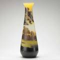 Galle monumental acidetched cameo glass vase with rowboat in landscape nancy france 1900s signed galle on body 23 12 x 7 12