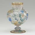 Galle early enameled and gilded glass vase with flowers and butterflies nancy france1890s signed e galle nancy 6 x 4