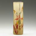 Galle early enameled gilded acidetched glass vase with orchids nancy france1890s signed egalle 9 x 3