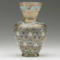 Philippejoseph brocard enameled glass vase in the islamic style paris 1882 signed brocard  fils tom 1882 on rim etched 846 on bottom 6 14 x 4