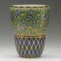 Auguste c heiligenstein enameled glass vase with floral pattern over trellis france 1920s signed aug heiligenstein a 146 7 34 x 6 14