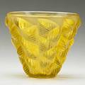 Lalique moissac vase in clear and frosted amber glass france ca 1927 m p 447 no 992 impressed r lalique france 5 x 6