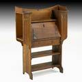 English arts  crafts dropfront desk with cutout panels and side shelves england ca 1910 unmarked 51 x 37 12 x 13 12