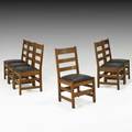L  jg stickley six ladderback sidechairs with dropin spring seats fayetteville ny ca 1907 handcraft labels 35 x 17 x 16 12